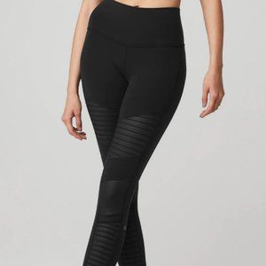 ALO Yoga Black Moto Mesh Panel High Waist Leggings Size M